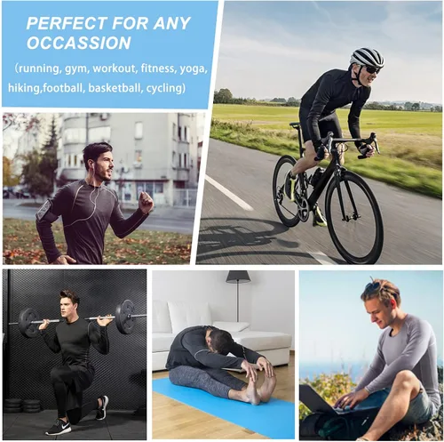 Miniatura 4 de Camiseta de compresión para hombre, manga larga, atlética, entrenamiento, camiseta deportiva activa, capa base, camiseta de ajuste seco