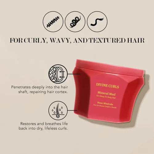 Miniatura 2 de Saphira Divine Curls - Máscara de pelo de barro con minerales del mar Muerto - Mascarilla acondicionadora profunda para cabello rizado y ondulado