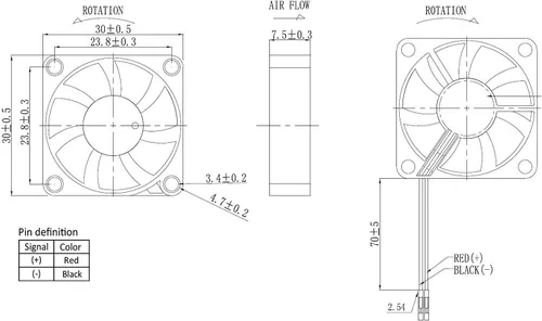 Miniatura 5 de Easycargo Ventilador de 30mm 5V 3.3V DC Ventilador silencioso para Raspberry Pi 5 4 3B+ 3007 (4 juegos)