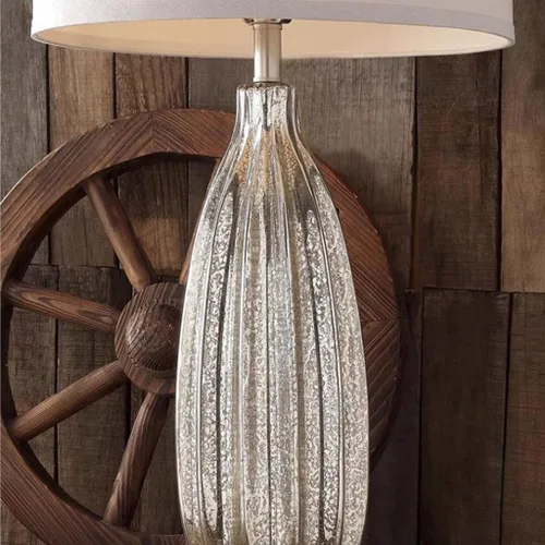 Miniatura 3 de Lamp for Desk Fabric Glass Table Lamp Bedroom Simple Modern Retro Bedroom Villa Living Room Large Light Luxury Bedside Lamp Desk Lamps for Home