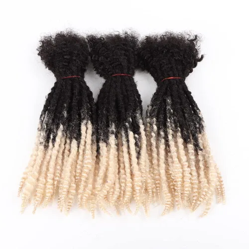 Miniatura 11 de Extensiones de cabello humano texturizado con extremos rizados, extensiones de cabello humano completamente hechas a mano para mujeres/hombres, se