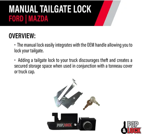 Miniatura 4 de Pop & Lock PL2300 Cerradura manual negra para portón trasero (funciona solo con mango de acero de fábrica)