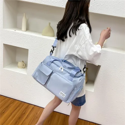 Miniatura 415 de Pequeña bolsa de gimnasio para mujer, bolsa de viaje con compartimento para zapatos