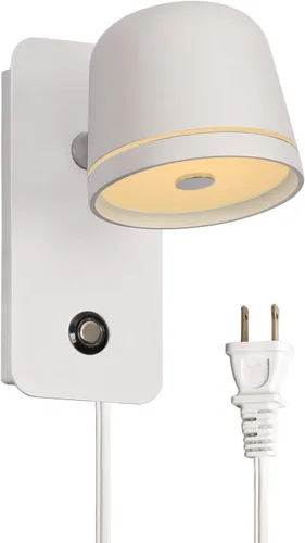 Aisilan Lámpara de pared LED con enchufe con control de atenuación táctil. Lámpara de pared ajustable con ángulo montado en la pared, antirreflejos,