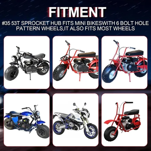 Miniatura 5 de Piñón dividido universal de cadena 35 de 53T con adaptador para Predator 212cc 196cc 79cc Go Kart Mini Bike CT200U-EX CT200U BT200X CT100U MB200