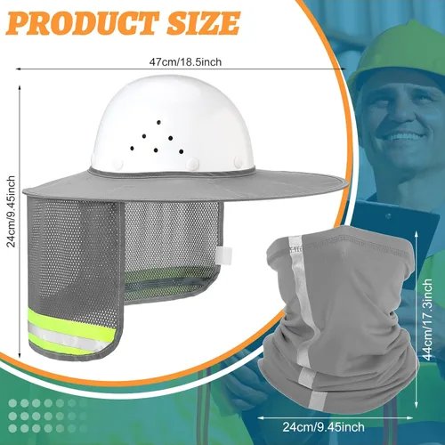Miniatura 3 de SATINIOR 4 unidades de sombrero duro de alta visibilidad, visera para el sol y polaina para el cuello, bandana con tira reflectante, accesorios