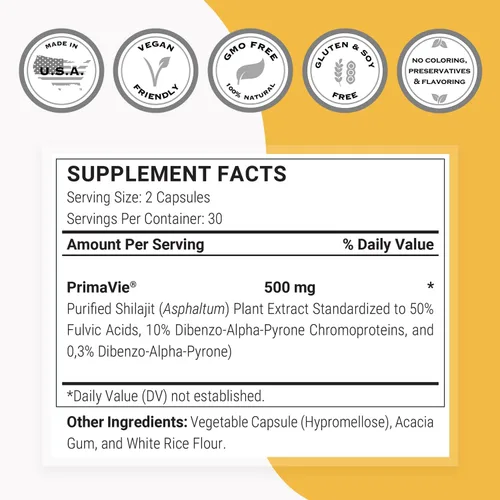 Miniatura 4 de Supersmart - Super Shilajit 500mg por día (alta potencia) - Suplemento PrimaVie Shilajit - Shilajit Himalaya, purificado y orgánico Sin OMG y sin