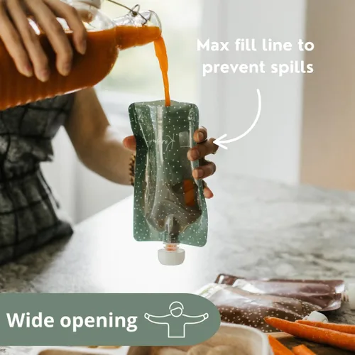 Miniatura 4 de Bolsas reutilizables para alimentos para bebés, almacenamiento de alimentos, niños pequeños y niños, puré de manzana, licuados de frutas, yogur