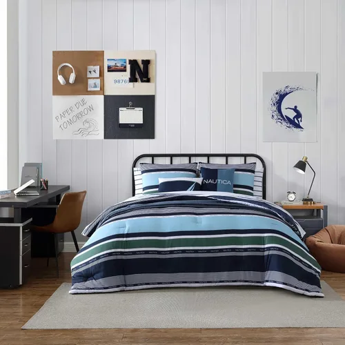 Miniatura 13 de Nautica - Juego de edredón individual/individual XL, ropa de cama suave y cepillada con sensación relajada para uso durante todo el año, juego