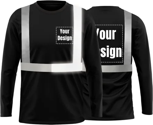 Miniatura 11 de La alta visibilidad reflexiva de las camisetas de la seguridad del logotipo de encargo Hola Vis de Verde neón