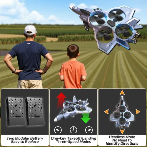 Miniatura 7 de Snugzy Avión RC con cámara, control remoto sin escobillas con pantalla de 360° Flip Fighter Jet Toy para niños de 8 a 16 años, juguetes de avión