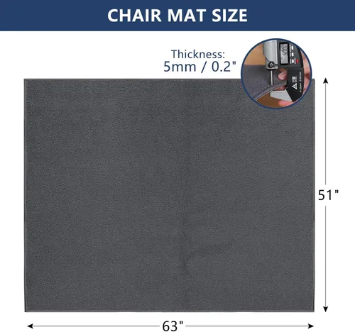 Miniatura 2 de Tapete para silla para suelos duros, tapete grande de 63 x 51 pulgadas para sillas para suelos de madera dura, alfombra de escritorio de tela