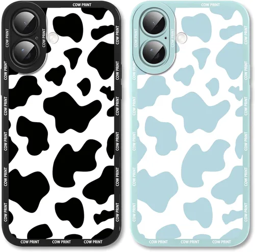 Miniatura 16 de Paquete de 2 bonitas fundas de teléfono para Apple iPhone 13 de 6.1 pulgadas, funda protectora de silicona con estampado de vaca a la moda, delgada