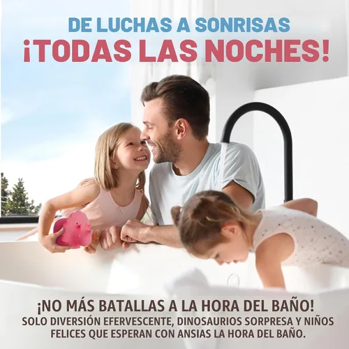 Miniatura 5 de Bombas de baño 100% naturales para niños con juguetes sorpresa en el interior con difusores de dinosaurios seguros para niños - Paquete de 12 bombas