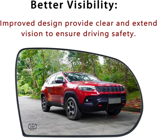 Miniatura 3 de Espejo lateral del pasajero de repuesto para Jeep Cherokee 2014-2019 Jeep Compass 2017-2021, retrovisor lateral exterior derecho de cristal