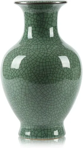 Jarrón de Arte Cerámico Chino Hecho a Mano de Porcelana Antigua con Esmalte de Grieta de Hielo Grande Botella de Flores de Porcelana China para