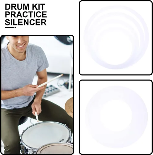 Miniatura 7 de Anillo de silenciador de tambor, silenciador de tambor, silenciadores de silicona, accesorios de percusión, almohadillas silenciosas transparentes