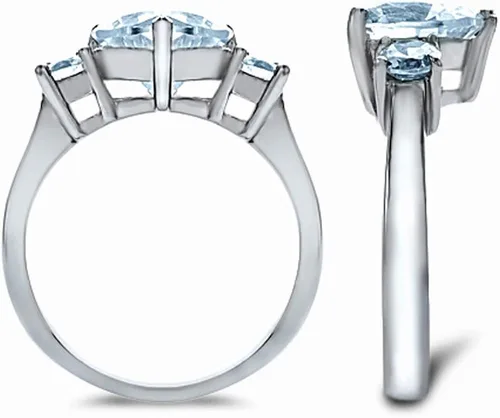 Miniatura 2 de Star K Anillo de promesa de plata esterlina de 0.315 in con forma de corazón de tres piedras