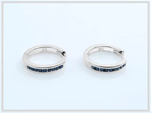 Miniatura 4 de Dazzlingrock Collection - Pendientes de aro pequeños de 0,18 quilates (14 quilates, oro blanco)