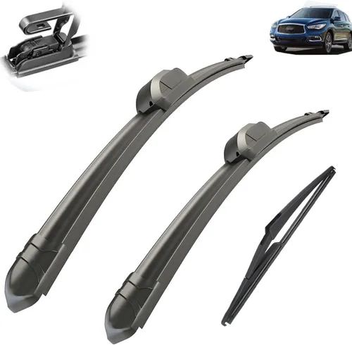 Limpiaparabrisas de automóvil compatible con Infiniti QX60 2014-2016, limpiaparabrisas delantero y trasero, de goma suave, parabrisas de 26 + 17 + 3