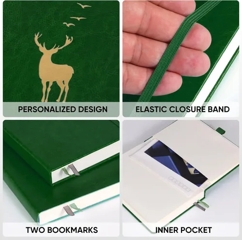 Miniatura 6 de Cuaderno rayado A5 - 312 páginas numeradas, diarios de cuero para escribir, contenido de 3 páginas de índice, papel grueso de 100 g/m², tapa dura