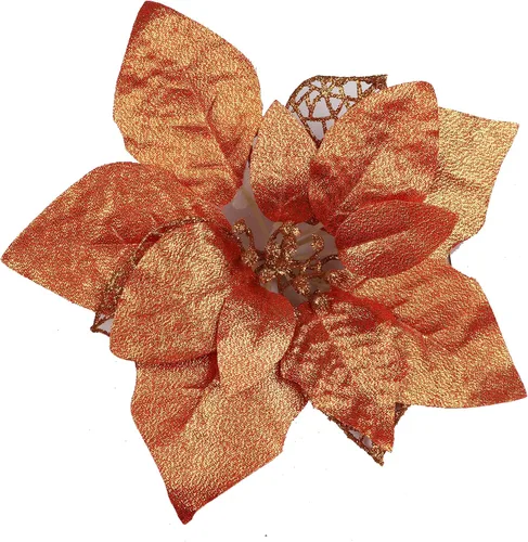 Miniatura 5 de YYCRAFT 12 flores artificiales de seda brillante con purpurina para decoración de árbol de Navidad (plata, 8 pulgadas)