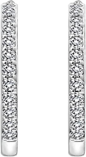 Miniatura 2 de Tienda Collection Platinum or Gold Plated Sterling Silver Inside-Out Hoop Earrings made with Infinite Elements Zirconia