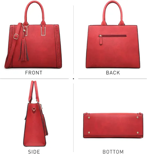 Miniatura 2 de Dasein Bolsos de mano para mujer, bolso de hombro de cuero vegano, bolso de trabajo para mujer con bolso a juego, Marrón