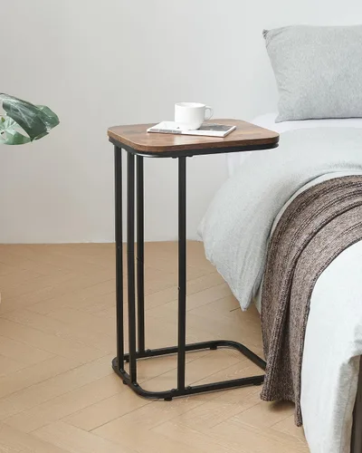 Miniatura 7 de KJGKK Juego de 2 mesas auxiliares en forma de C, mesa auxiliar pequeña de 26.6 pulgadas de alto para sofá, cama, mesa alta de bandeja de TV