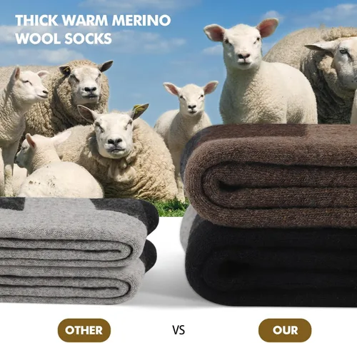 Miniatura 2 de Calcetines de lana merino para hombre, 6 pares de calcetines acolchados cálidos que absorben la humedad para exteriores, senderismo, trabajo