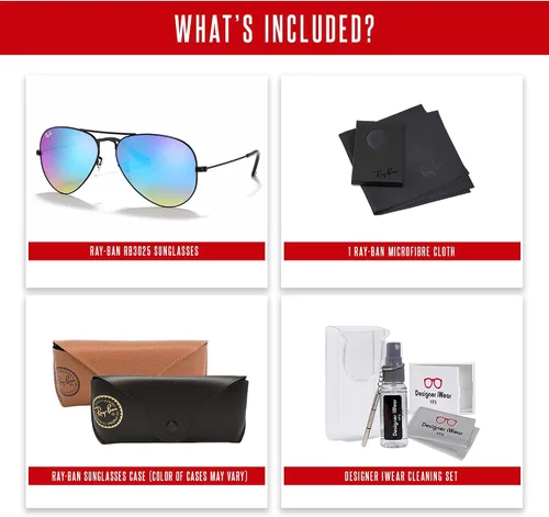 Miniatura 14 de Ray-Ban RB3025 - Lentes de sol de aviador de metal para hombre y mujer + paquete con kit de cuidado de gafas iWear de diseñador