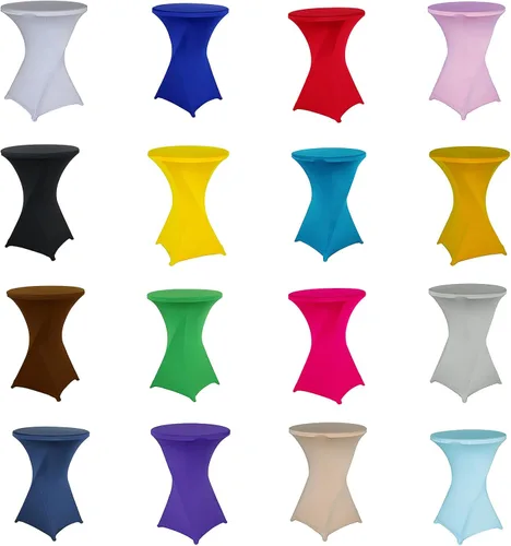 Miniatura 4 de Jeloris Paquete de 2 manteles redondos de elastano elástico de elastano de 32 x 43 pulgadas, color negro, para bodas, banquetes, eventos, fiestas