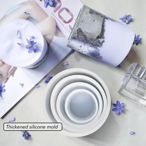 Miniatura 4 de Moldes de vela cilíndrica para hacer velas, 4 moldes de silicona de fundición de pilar para fundición de resina, jabón, espécimen de flores, Moldes