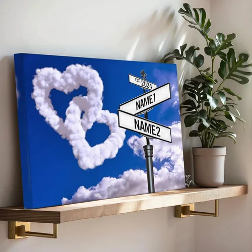 Miniatura 13 de Impresiones en lienzo personalizadas: letrero de calle Crossroads para parejas, arte de pared, nombres y fechas, regalo personalizado, impresión