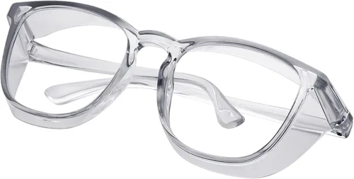 Miniatura 19 de Gafas de seguridad para enfermeras, gafas protectoras – Antivaho marco cuadrado elegante gafas transparentes para mujeres y hombres C16-negro Gery