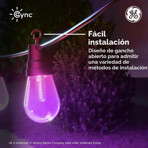 Miniatura 9 de GE Cync Luces inteligentes para café con efectos dinámicos, luces de cadena para patio que cambian de color, compatibles con Alexa y Google, 48 pies