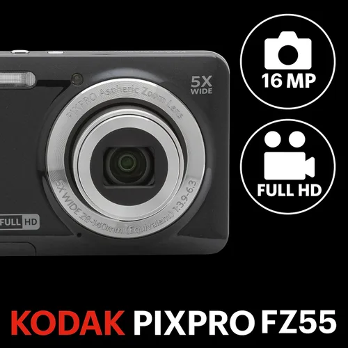Miniatura 3 de KODAK PIXPRO FZ55-BK - Cámara digital de sensor CMOS de 16 MP con zoom óptico de 5X, gran angular de 28 mm, video Full HD de 1080P, pantalla LCD