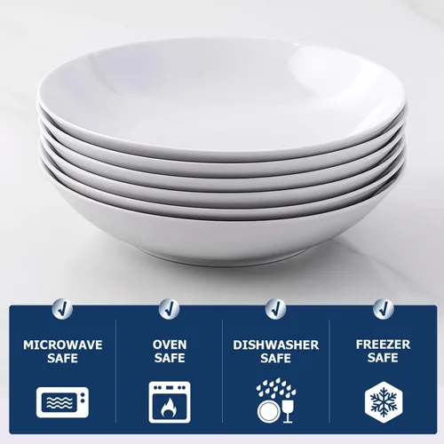 Miniatura 6 de Y YHY Juego de 6 Tazones para Pasta de 8", Tazones de Ensalada de Porcelana de 22 oz para Servir Sopa, Pasta, Cena, Platos Tipo Tazón Grandes