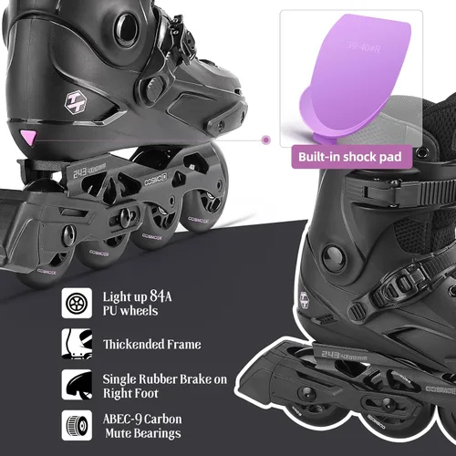 Miniatura 5 de Patines en línea profesionales para mujeres y hombres, cuchillas de patines COSMOID para adultos, hombres y mujeres, talla 5-13, patines Negro