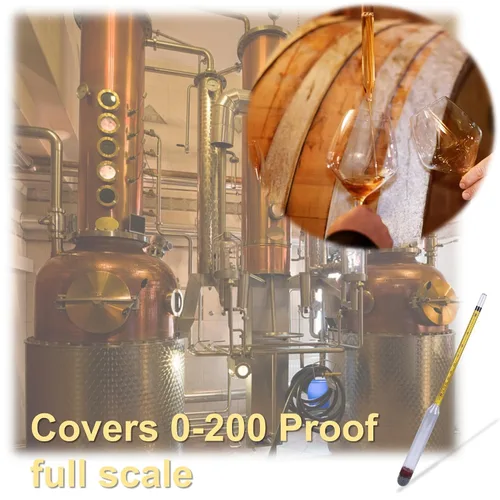 Miniatura 5 de 3 unidades de hidrómetro de alcohol 0-200 Proof Tralle – Preciso, fácil de usar probador de alcohol para destilación de Moonshine, elaboración Cinco