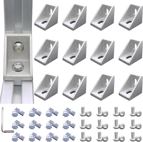 Miniatura 14 de 20 juegos de conectores de perfil de aluminio serie 1010, 20 soportes de esquina 1010, 40 tuercas en T, 40 tornillos hexagonales y 1 llave