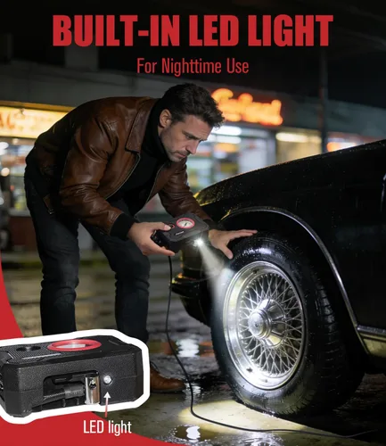 Miniatura 5 de AVID POWER Inflador de neumáticos de 12 V, compresor de aire portátil para automóvil con indicador de pantalla y luz LED, bomba de aire