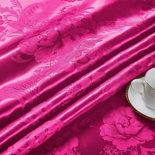 Miniatura 4 de KKJIAF Tela de Jacquard de Satén Dorado 1 Yarda, 49" de ancho, Estampado de Peonía, Tela de Brocado Brillante y Sedoso para Vestido, Camisas