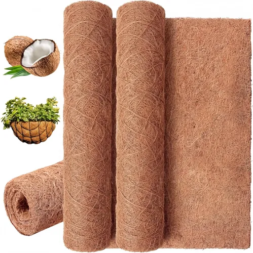 Jetec Revestimientos de coco para macetas, 12 x 120 pulgadas, cesta de flores de coco natural, alfombra de reptiles, tapete de fibra, decoración de