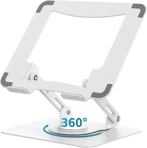 Miniatura 10 de SOUNDANCE Soporte para laptop con base giratoria de 360°, elevador ergonómico para computadora para escritorio, altura ajustable multiángulo, Gris