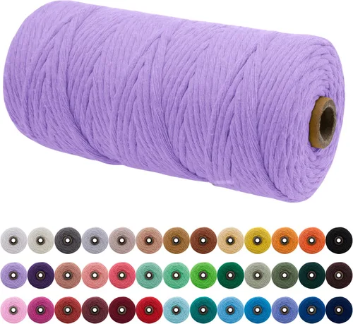Miniatura 147 de JeogYong Cordón de macramé de un solo hilo 2mm x 164 yardas (492 pies) Cuerda de algodón suave, hilo de macramé 2 mm, suministros de macramé
