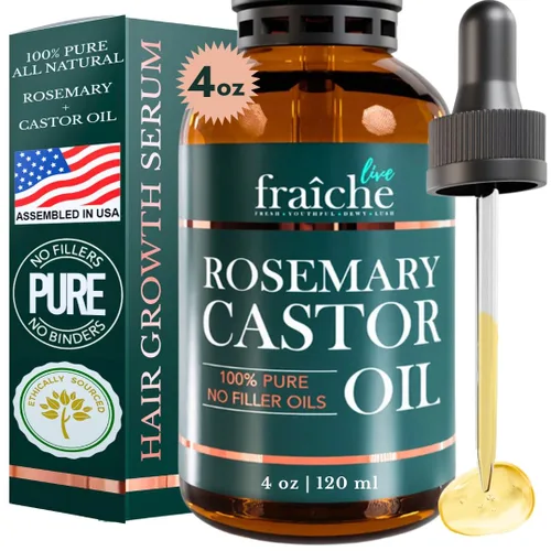Miniatura 2 de Aceite de ricino de romero de 4 onzas + gel de peeling facial iluminador de oro de 24 quilates con té verde, 4.23 onzas para eliminación de piel
