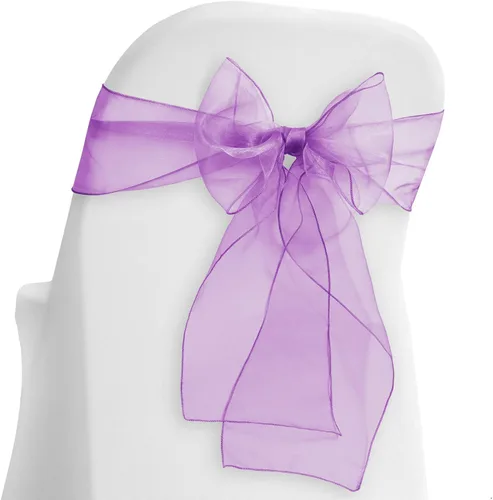 Miniatura 8 de Lann's Linens - 100 elegantes fundas de organza para silla de boda/fiesta Fajas/lazos - Cinta para atar en la parte trasera - Azul bebé