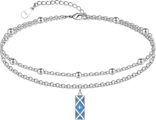 Miniatura 83 de CHIC & ARTSY Tobilleras de plata de ley S925 para mujer, pulsera de tobillo ajustable multicapa para playa, joyería de verano para mujer, de 10 a 11