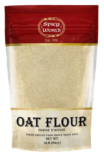 Harina de avena de grano entero de 4 libras - pura, cultivada en Estados Unidos, para hornear y más, sin OMG, gran sustituto del trigo, por Spicy